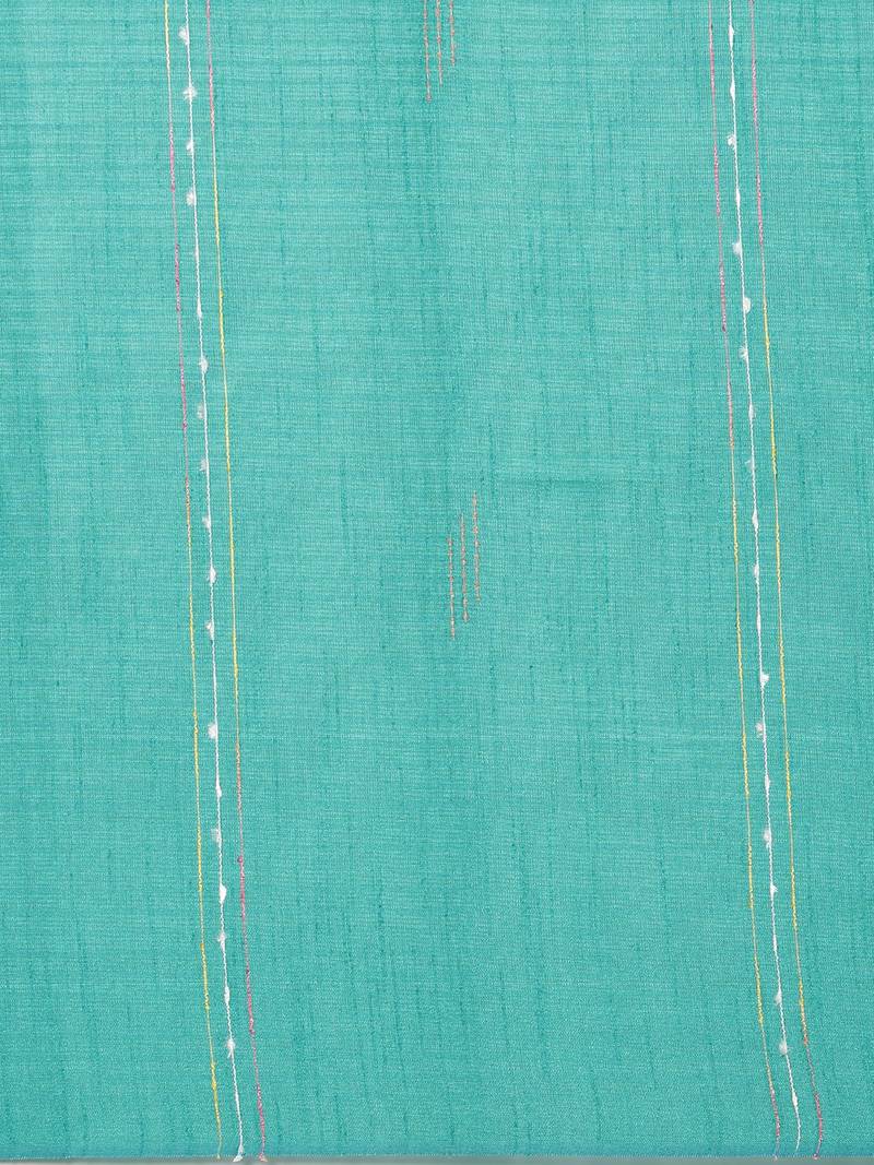 The Chennai Silks Green Dupion Saree With Running Blouse