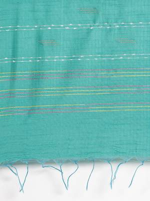 The Chennai Silks Green Dupion Saree With Running Blouse 5
