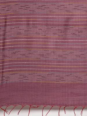 The Chennai Silks Burgundy Dupion Saree With Running Blouse 5