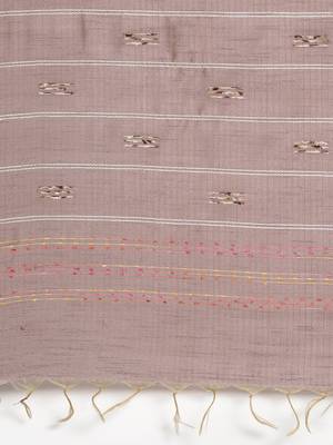 The Chennai Silks Brown Dupion Saree With Running Blouse 5