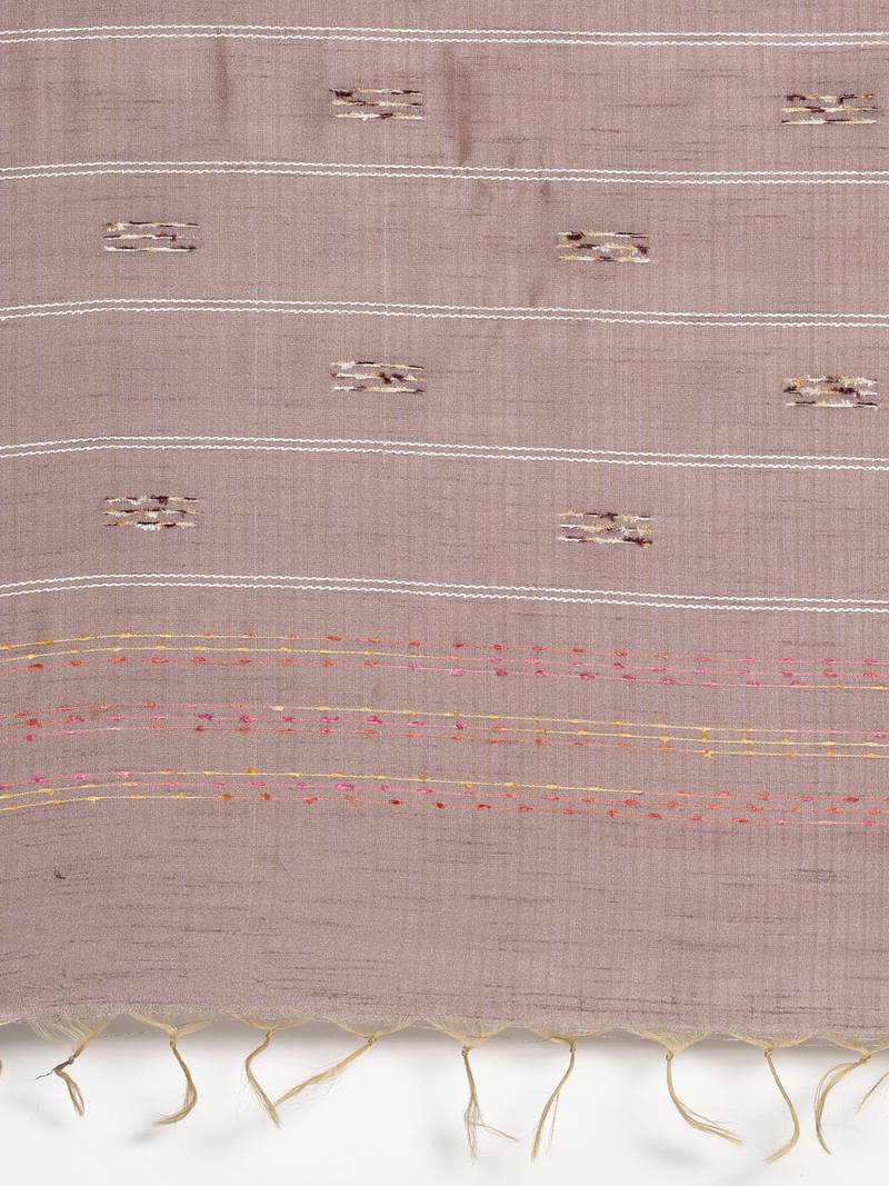 The Chennai Silks Brown Dupion Saree With Running Blouse