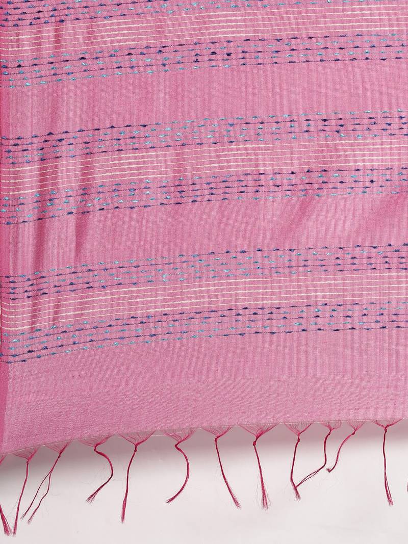 The Chennai Silks Rose Dupion Saree With Running Blouse