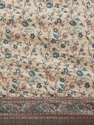 The Chennai Silks Beige Printed Chanderi Cotton Saree With Running Blouse 4