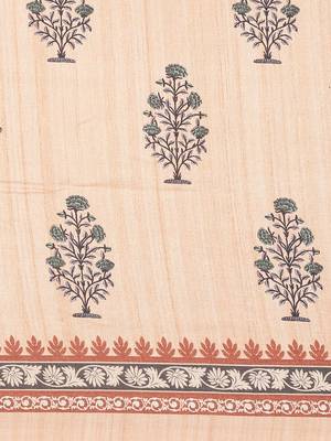 The Chennai Silks Orange Printed Chanderi Cotton Saree With Running Blouse 4