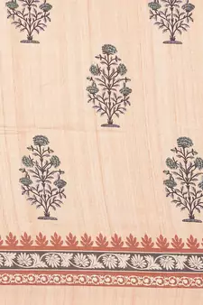 The Chennai Silks Orange Printed Chanderi Cotton Saree With Running Blouse