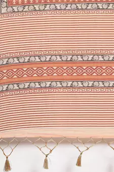 The Chennai Silks Orange Printed Chanderi Cotton Saree With Running Blouse