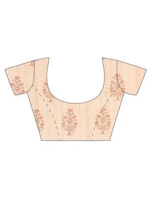 The Chennai Silks Orange Printed Chanderi Cotton Saree With Running Blouse 6