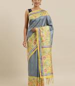 The Chennai Silks Grey Printed Dupion Saree With Running Blouse