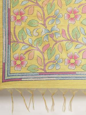 The Chennai Silks Grey Printed Dupion Saree With Running Blouse 5