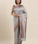 The Chennai Silks Grey Polycotton Saree With Running Blouse