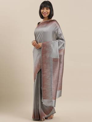 The Chennai Silks Grey Polycotton Saree With Running Blouse 2
