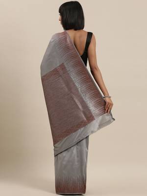 The Chennai Silks Grey Polycotton Saree With Running Blouse 3