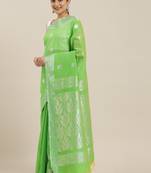 The Chennai Silks Green Silk Cotton Saree With Running Blouse