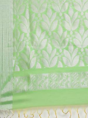 The Chennai Silks Green Silk Cotton Saree With Running Blouse 5