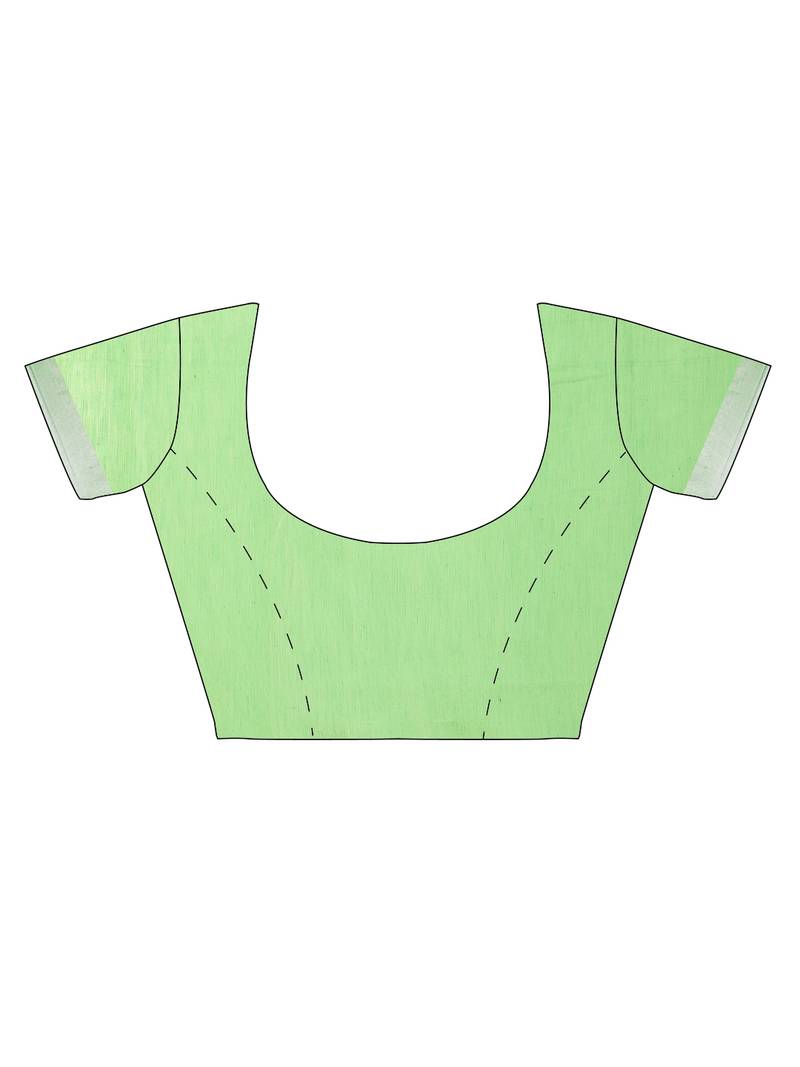 The Chennai Silks Green Silk Cotton Saree With Running Blouse