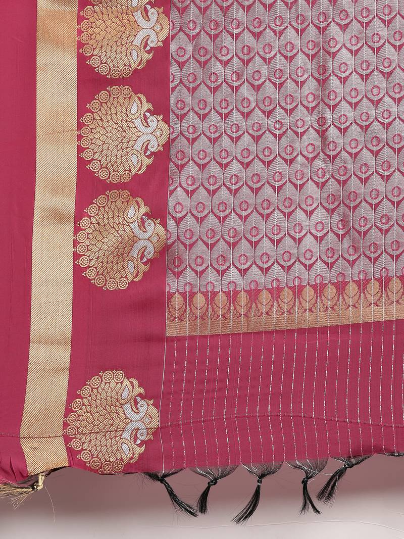 The Chennai Silks Green Silk Cotton Saree With Running Blouse