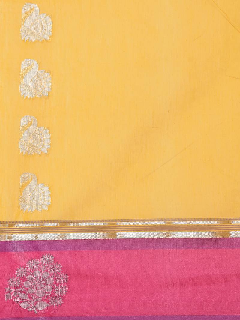 The Chennai Silks Yellow Silk Cotton Saree With Running Blouse