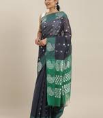 The Chennai Silks Grey Silk Cotton Saree With Running Blouse