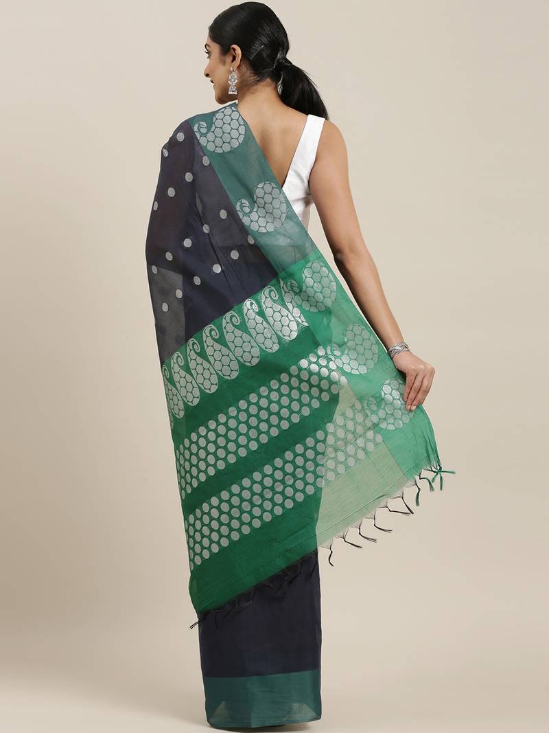 The Chennai Silks Grey Silk Cotton Saree With Running Blouse