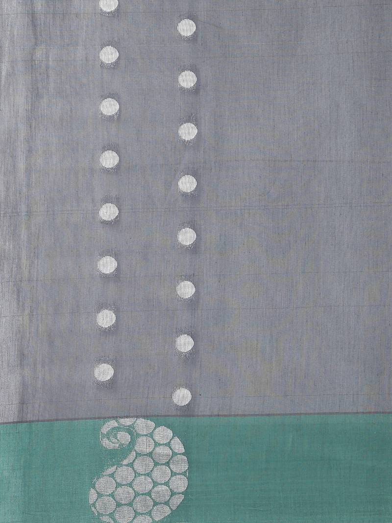 The Chennai Silks Grey Silk Cotton Saree With Running Blouse