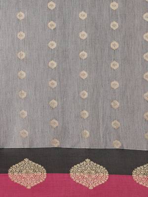 The Chennai Silks Grey Silk Cotton Saree With Running Blouse 4