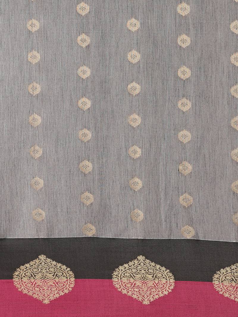 The Chennai Silks Grey Silk Cotton Saree With Running Blouse