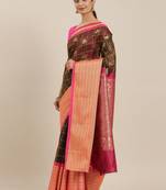 The Chennai Silks Olive Silk Cotton Saree With Running Blouse