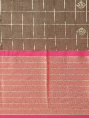 The Chennai Silks Olive Silk Cotton Saree With Running Blouse 4