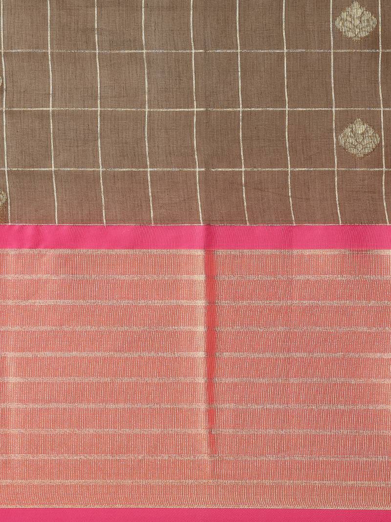 The Chennai Silks Olive Silk Cotton Saree With Running Blouse