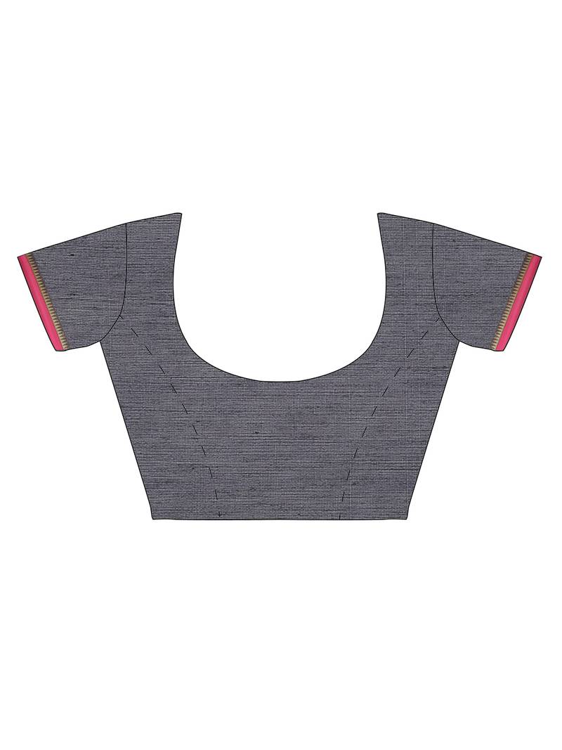 The Chennai Silks Navy Blue Silk Cotton Saree With Running Blouse