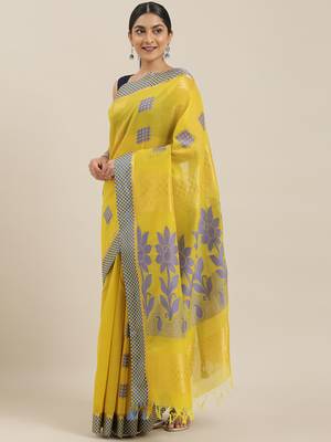 The Chennai Silks Olive Silk Cotton Saree With Running Blouse 1
