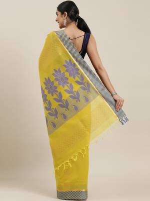 The Chennai Silks Olive Silk Cotton Saree With Running Blouse 3
