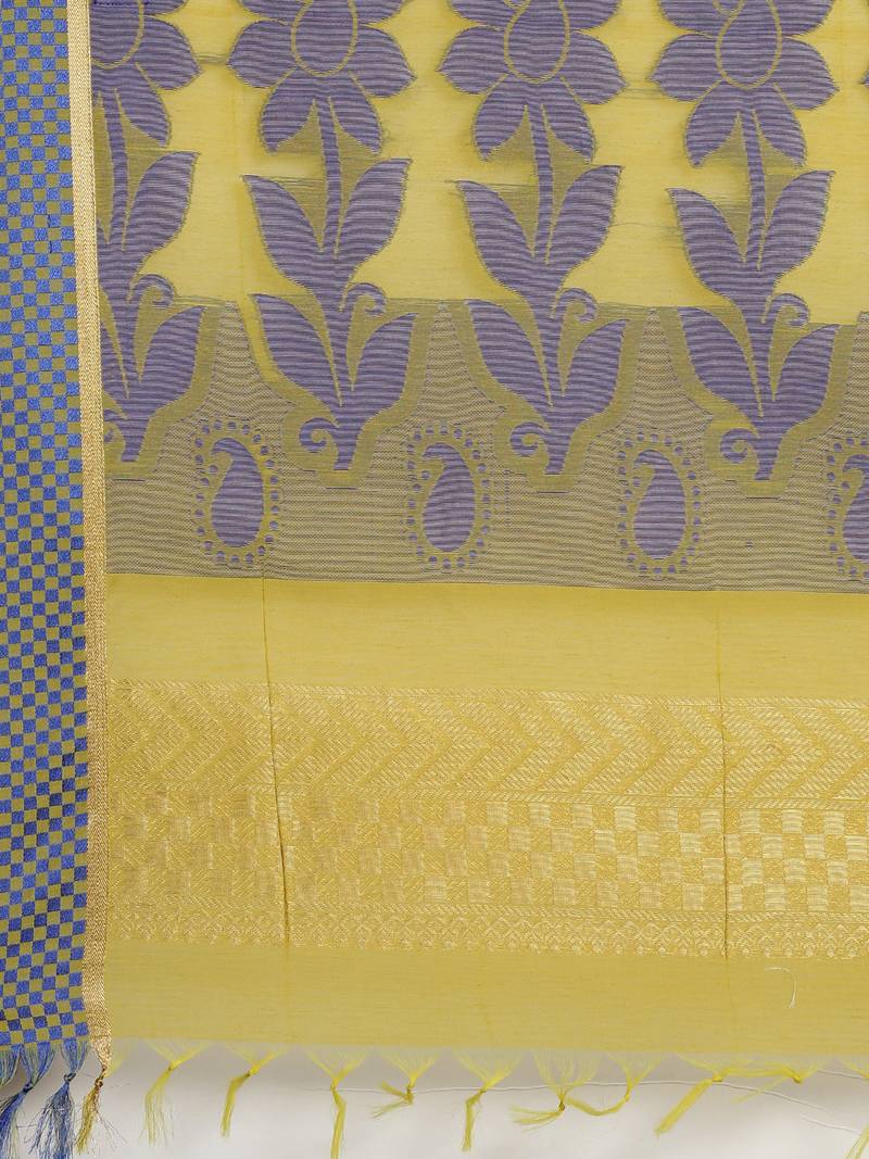 The Chennai Silks Olive Silk Cotton Saree With Running Blouse