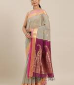 The Chennai Silks Grey Silk Cotton Saree With Running Blouse