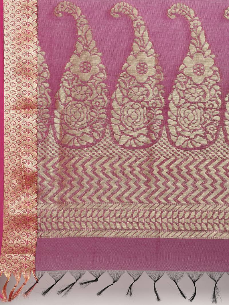 The Chennai Silks Grey Silk Cotton Saree With Running Blouse