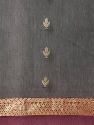 The Chennai Silks Black Silk Cotton Saree With Running Blouse 4