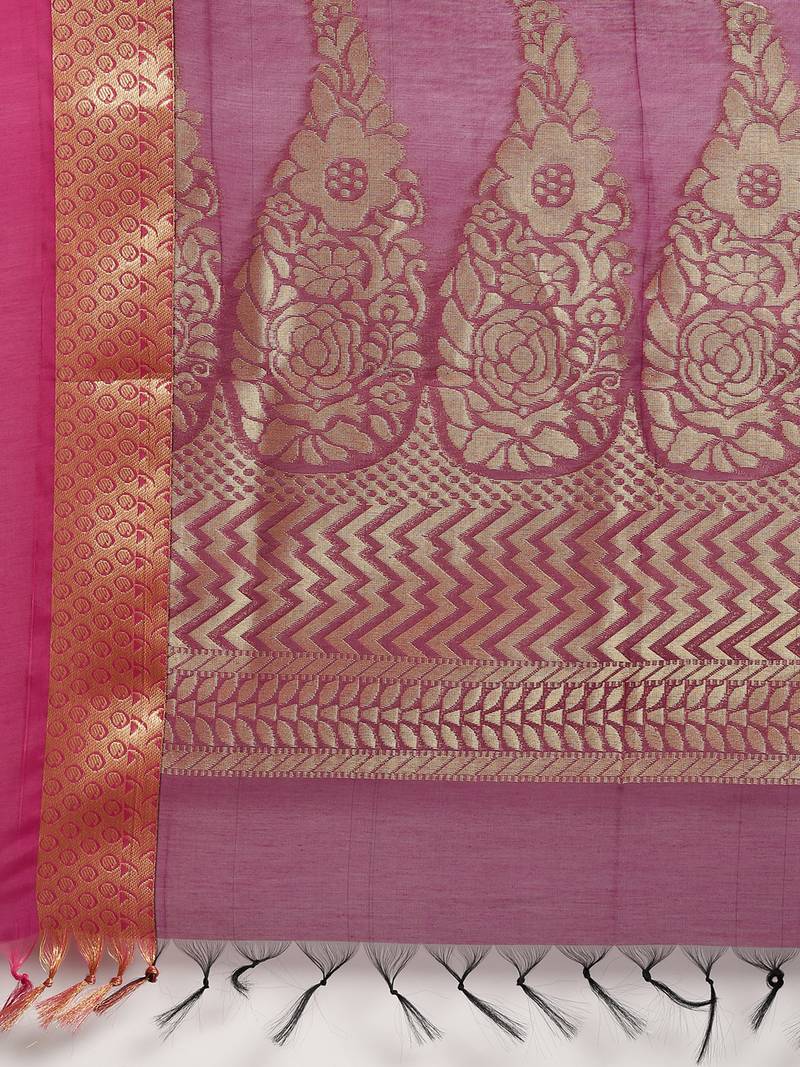 The Chennai Silks Black Silk Cotton Saree With Running Blouse