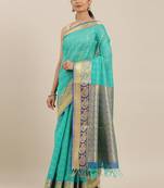 The Chennai Silks Green Silk Cotton Saree With Running Blouse
