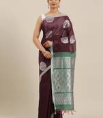 The Chennai Silks Purple Silk Cotton Saree With Running Blouse