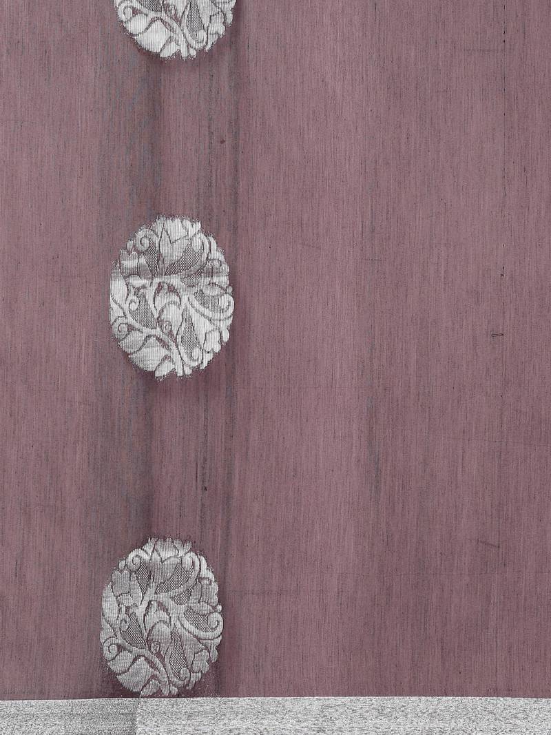 The Chennai Silks Purple Silk Cotton Saree With Running Blouse