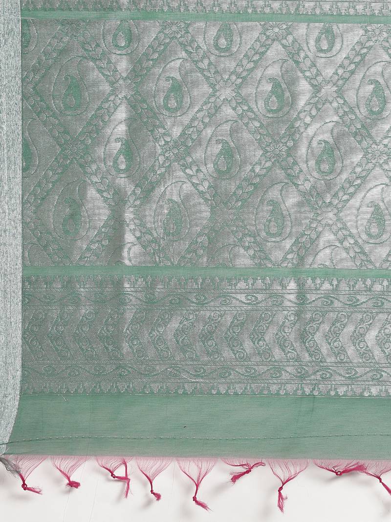 The Chennai Silks Purple Silk Cotton Saree With Running Blouse