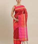 The Chennai Silks Maroon Dupion Saree With Running Blouse