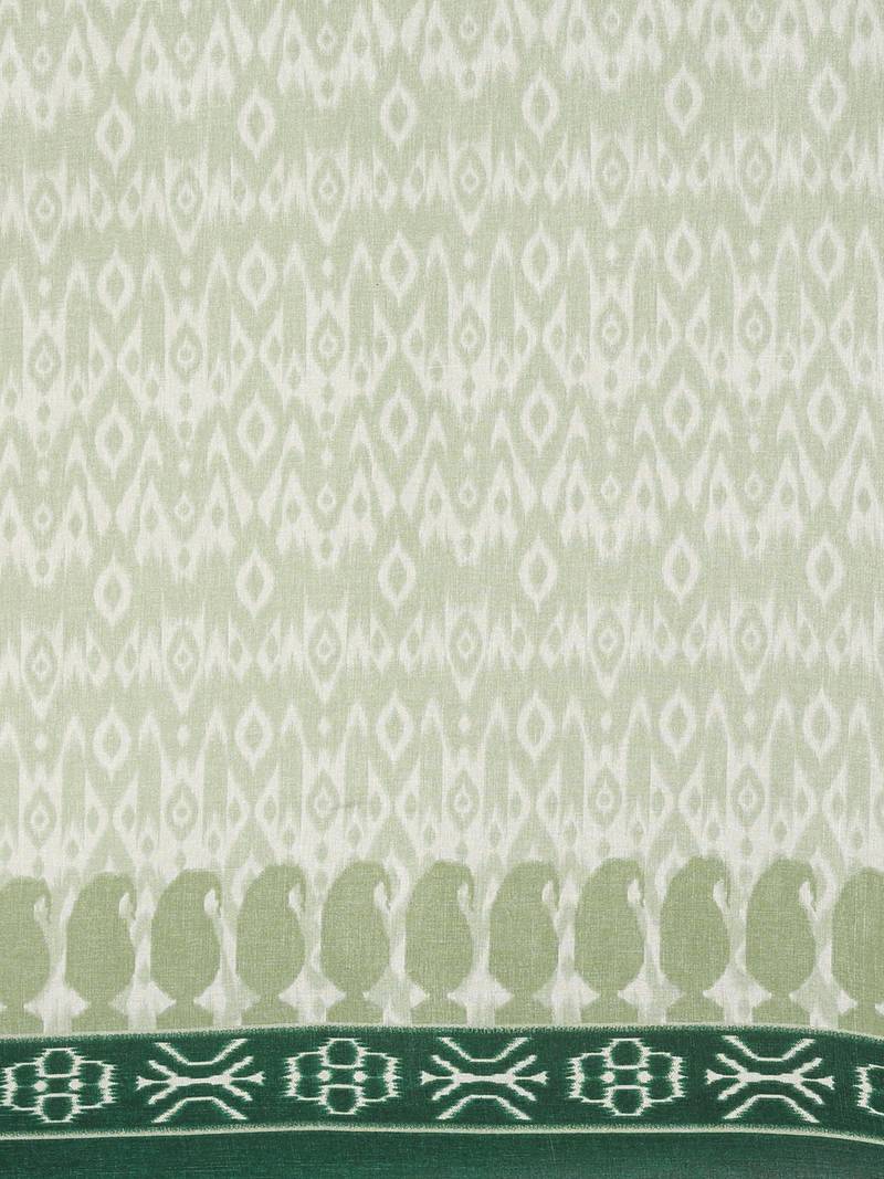 The Chennai Silks Green Ikat Dupion Saree With Running Blouse