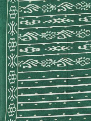 The Chennai Silks Green Ikat Dupion Saree With Running Blouse 5