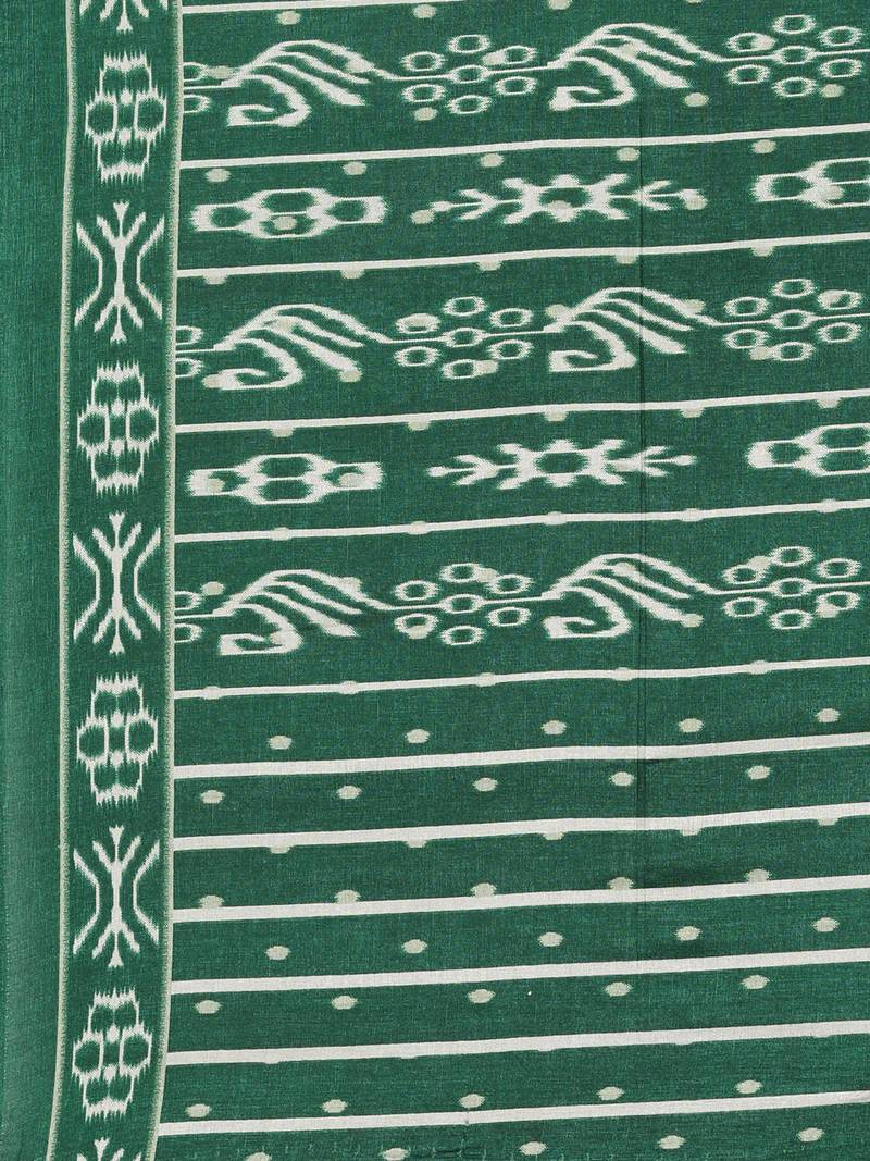 The Chennai Silks Green Ikat Dupion Saree With Running Blouse