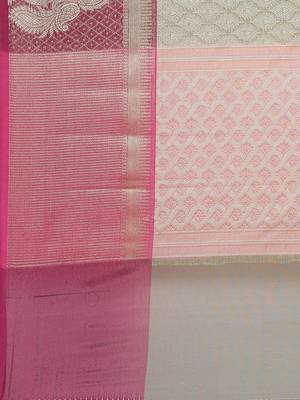 The Chennai Silks Grey Banarasi Organza Saree With Running Blouse 5