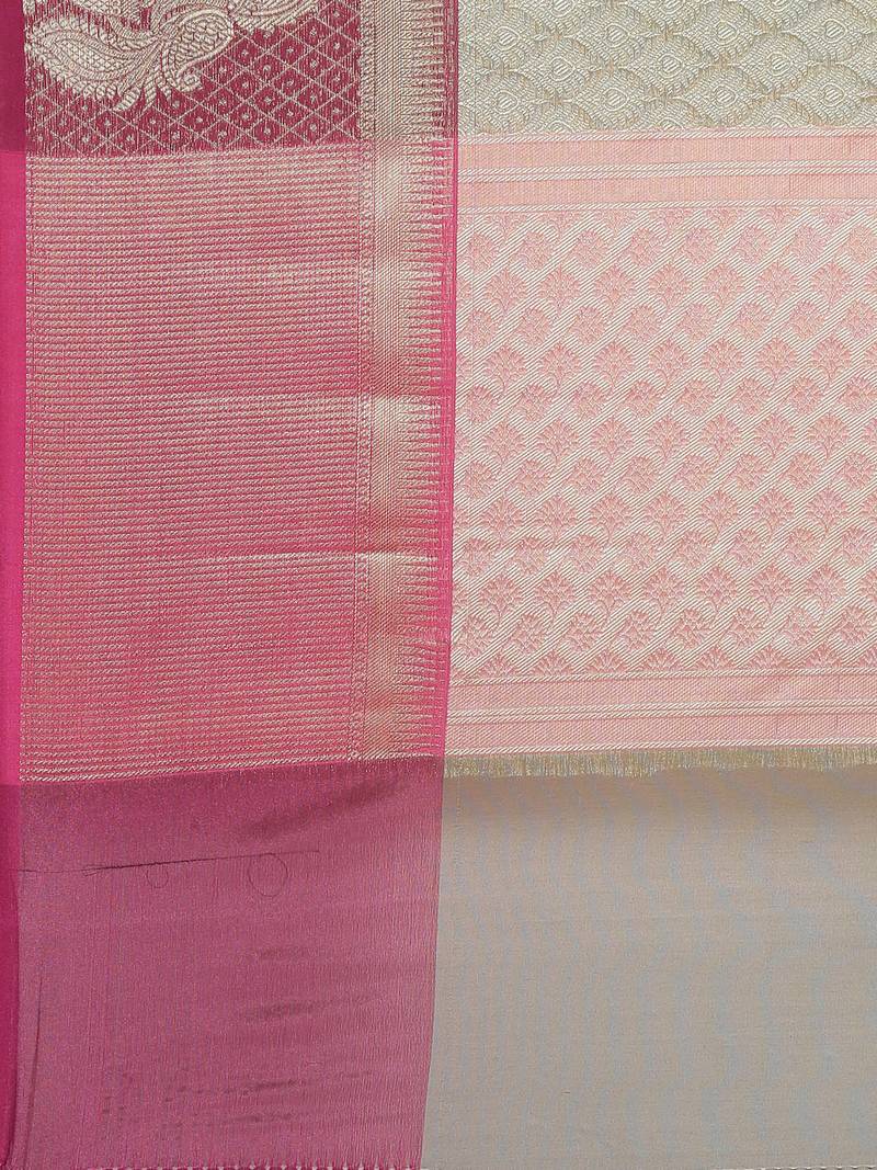 The Chennai Silks Grey Banarasi Organza Saree With Running Blouse