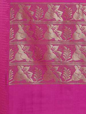 The Chennai Silks Navy Blue Silk Cotton Saree With Running Blouse 5