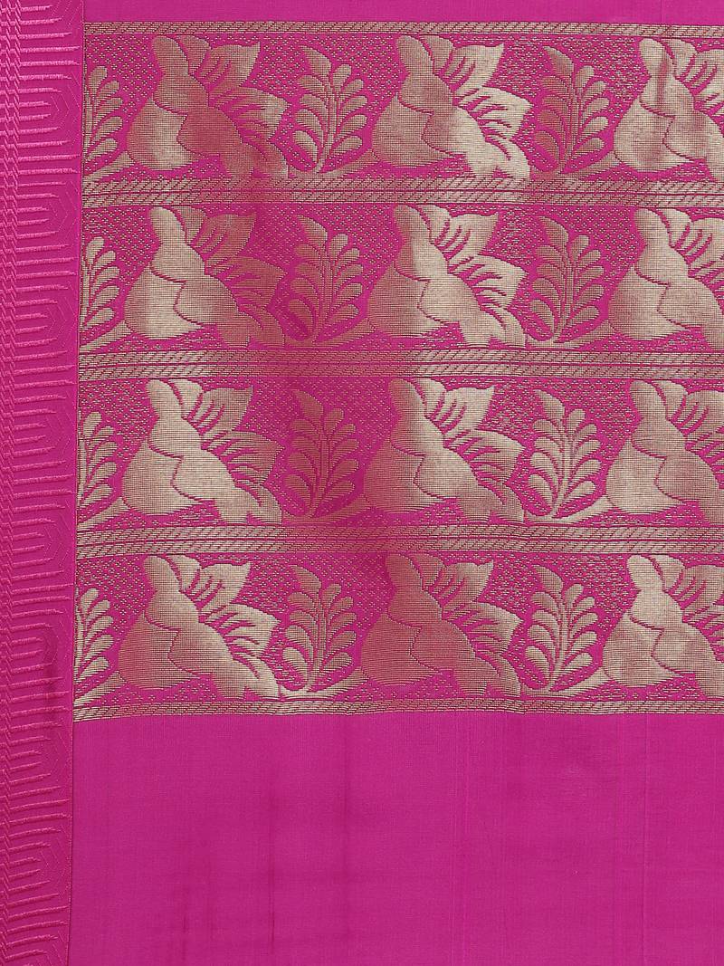 The Chennai Silks Navy Blue Silk Cotton Saree With Running Blouse