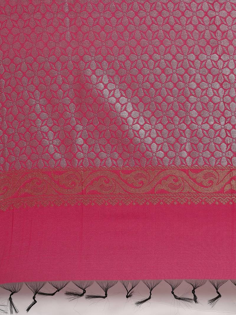 The Chennai Silks Green Silk Cotton Saree With Running Blouse